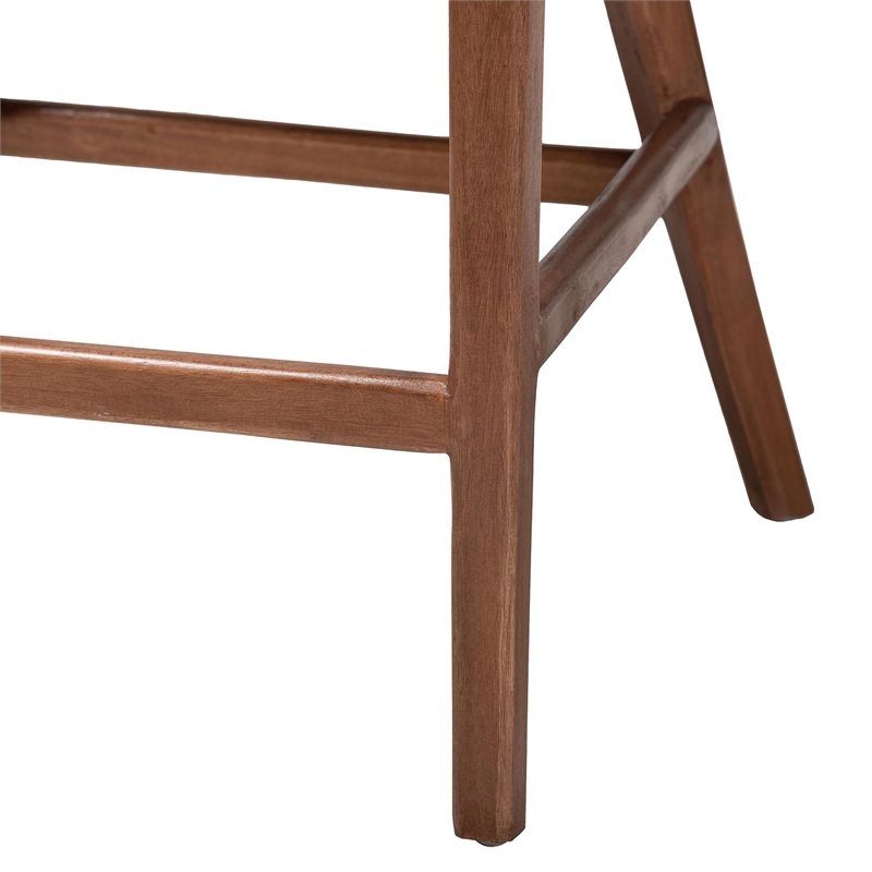 Pemberly Row Light Honey Rattan and Wood 2-Piece Counter Stool Set