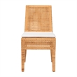 Pemberly Row Light Honey Rattan and Mahogany Wood Dining Chair