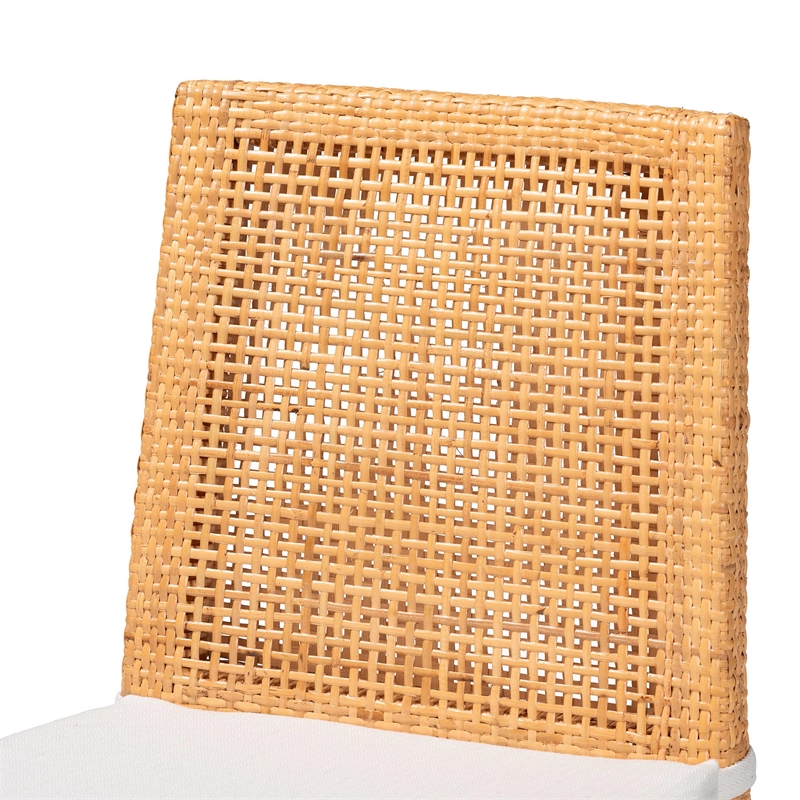 Pemberly Row Light Honey Rattan and Mahogany Wood Dining Chair
