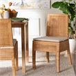 Pemberly Row Light Honey Rattan and Mahogany Wood Dining Chair