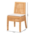 Pemberly Row Light Honey Rattan and Mahogany Wood Dining Chair