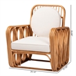 Pemberly Row Light Honey Rattan Openwork Arm Chair with Cushions