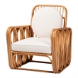 Pemberly Row Light Honey Rattan Openwork Arm Chair with Cushions