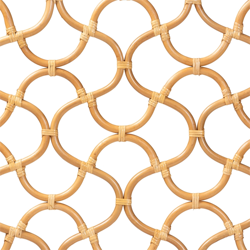 Pemberly Row Natural Rattan Queen Standalone Headboard with Openwork Panel