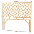 Pemberly Row Natural Rattan Queen Standalone Headboard with Openwork Panel