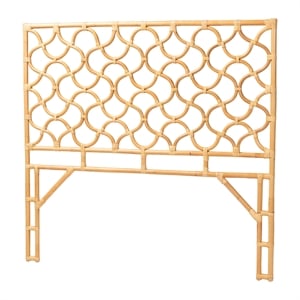Pemberly Row Natural Rattan Queen Standalone Headboard with Openwork Panel