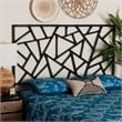 Pemberly Row Black Rattan Queen Standalone Headboard with Geometric Panel