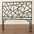 Pemberly Row Black Rattan Queen Standalone Headboard with Geometric Panel
