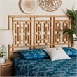 Pemberly Row Natural Rattan Queen Standalone Headboard with Chippendale Design