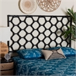 Pemberly Row Black Rattan Queen Standalone Headboard with Hexagon Design