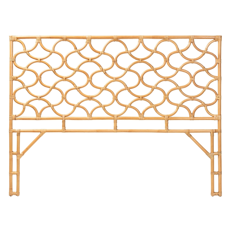 Pemberly Row Natural Rattan King Standalone Headboard with Openwork Panel