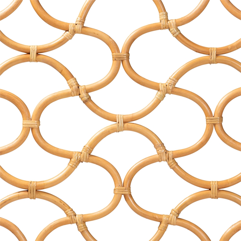 Pemberly Row Natural Rattan King Standalone Headboard with Openwork Panel