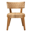 Pemberly Row Seagrass and Mahogany Wood Dining Chair with Curved Back
