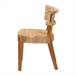 Pemberly Row Seagrass and Mahogany Wood Dining Chair with Curved Back