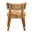 Pemberly Row Seagrass and Mahogany Wood Dining Chair with Curved Back
