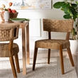 Pemberly Row Seagrass and Mahogany Wood Dining Chair with Curved Back