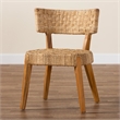 Pemberly Row Seagrass and Mahogany Wood Dining Chair with Curved Back