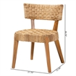 Pemberly Row Seagrass and Mahogany Wood Dining Chair with Curved Back