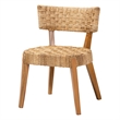 Pemberly Row Seagrass and Mahogany Wood Dining Chair with Curved Back