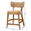 Pemberly Row Seagrass and Mahogany Wood Counter Stool with Footrest