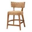 Pemberly Row Seagrass and Mahogany Wood Counter Stool with Footrest