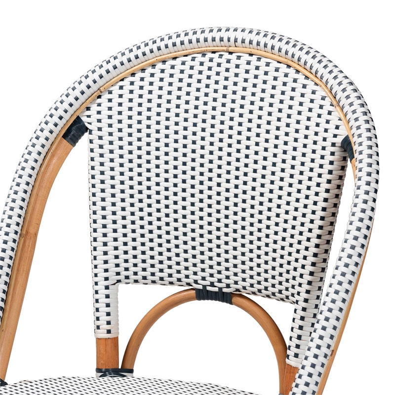 Pemberly Row Navy and White Woven Rattan French Bistro Chair