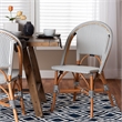 Pemberly Row Navy and White Woven Rattan French Bistro Chair