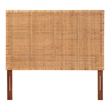 Pemberly Row Natural Rattan and Mahogany Wood Queen Headboard