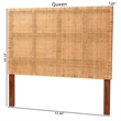 Pemberly Row Natural Rattan and Mahogany Wood Queen Headboard