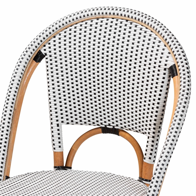 Pemberly Row Black and White Woven Rattan 2-Piece Counter Stool Set