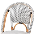 Pemberly Row Black and White Woven Rattan French Bar Stool with Footrest