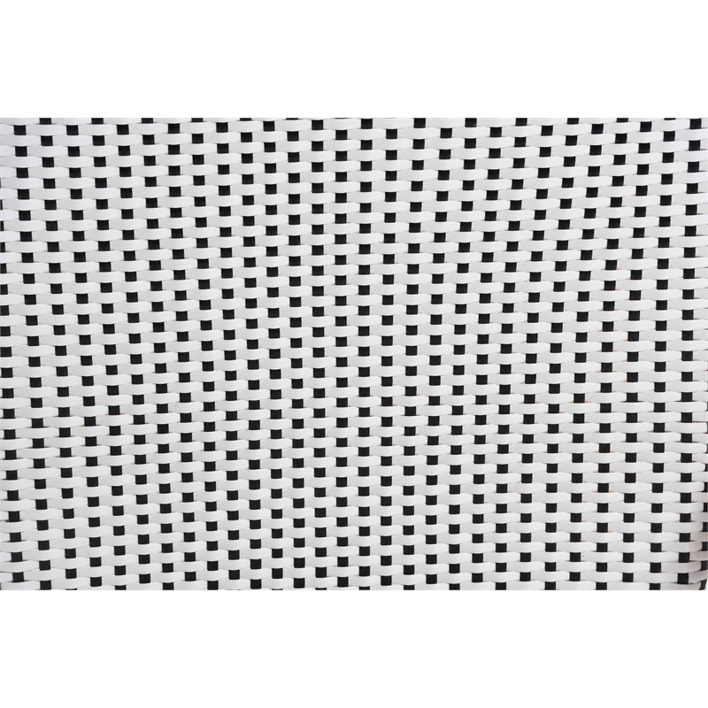 Pemberly Row Black and White Woven Rattan French Bar Stool with Footrest