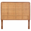 Pemberly Row Natural Rattan and Mahogany Wood Queen Headboard with Rounded Panel