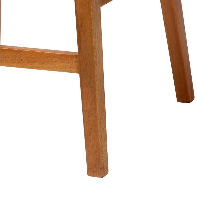 Pemberly Row Seagrass and Mahogany Wood Bar Stool with Low Back