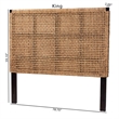Pemberly Row Seagrass and Dark Brown Mahogany Wood King Headboard