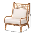 Pemberly Row Light Honey Rattan Accent Chair with Lattice Backrest