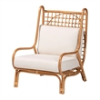 Pemberly Row Light Honey Rattan Accent Chair with Lattice Backrest