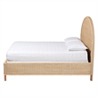 Pemberly Row Sun-Bleached Braided Rattan Queen Bed with Half-Moon Headboard
