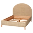 Pemberly Row Sun-Bleached Braided Rattan Queen Bed with Half-Moon Headboard
