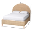 Pemberly Row Sun-Bleached Braided Rattan Queen Bed with Half-Moon Headboard