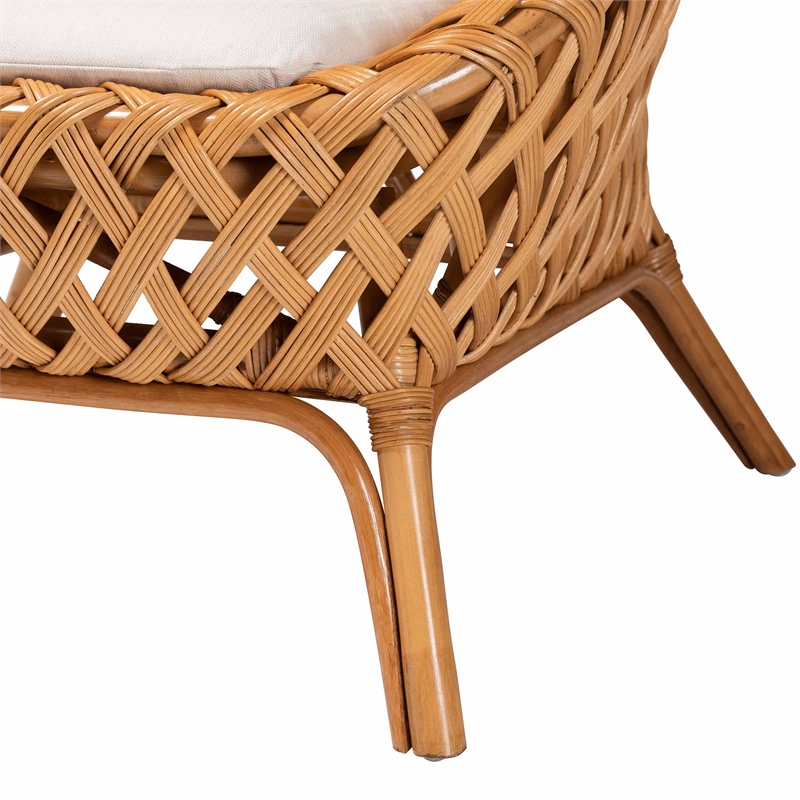 Pemberly Row Natural Rattan Accent Chair with Open Basketweave Design