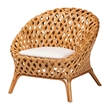 Pemberly Row Natural Rattan Accent Chair with Open Basketweave Design