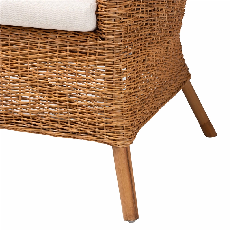 Pemberly Row Light Honey Rattan Arm Chair with Tapered Backrest
