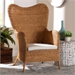 Pemberly Row Light Honey Rattan Arm Chair with Tapered Backrest
