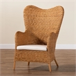 Pemberly Row Light Honey Rattan Arm Chair with Tapered Backrest