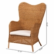 Pemberly Row Light Honey Rattan Arm Chair with Tapered Backrest