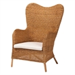 Pemberly Row Light Honey Rattan Arm Chair with Tapered Backrest