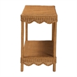 Pemberly Row Light Honey Scalloped Rattan Console Table with Shelf