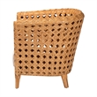 Pemberly Row Light Honey Rattan Accent Chair with Diamond Weave
