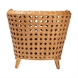 Pemberly Row Light Honey Rattan Accent Chair with Diamond Weave